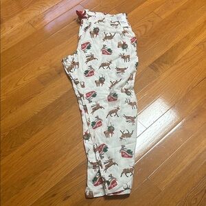 Old Navy Reindeer Print Pajama Pants - Cream and Red